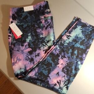 Lane Bryant LIVI Tie-Dye Leggings in Blue, Purple & Pink W/pockets